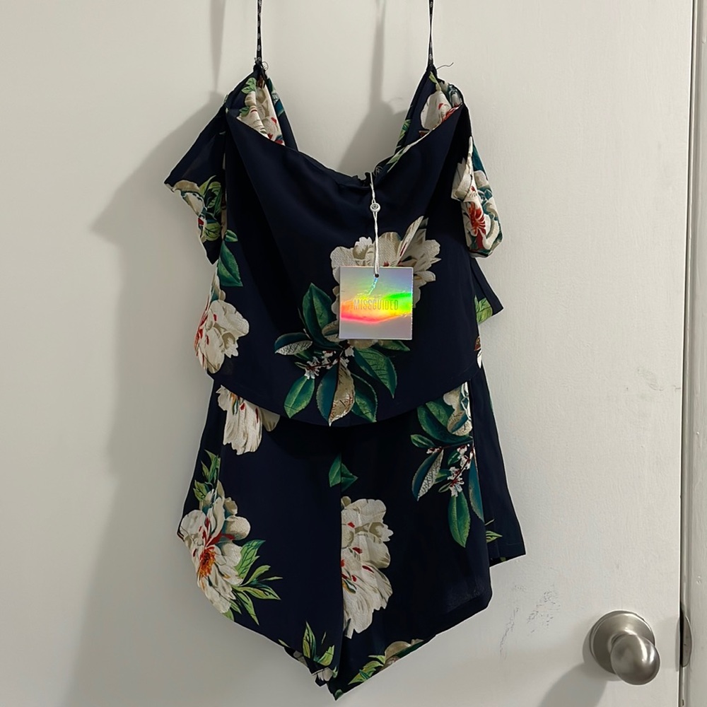 Floral off shoulder romper